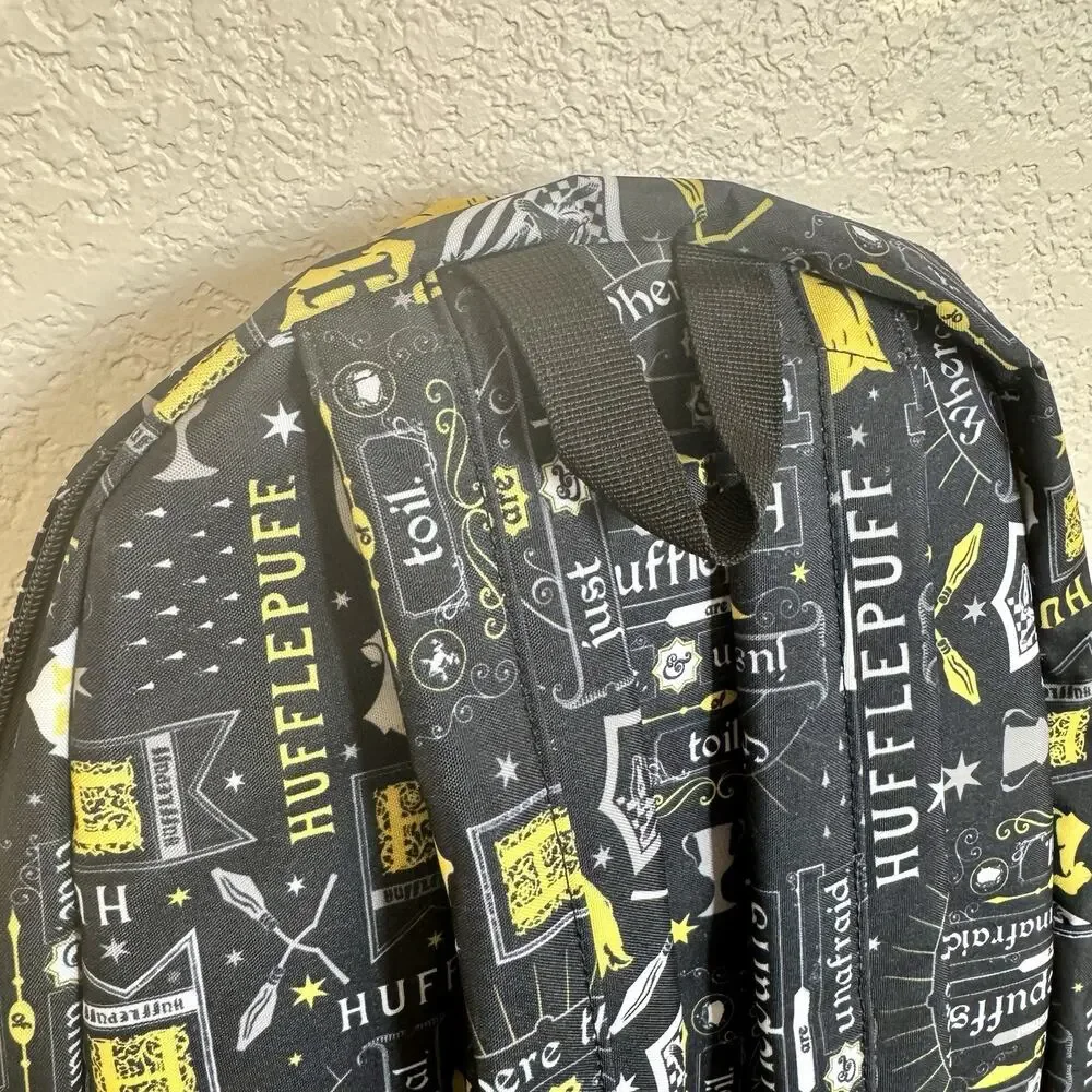 Harry Potter Hufflepuff Backpack Black Yellow Hogwarts House Laptop Bag NWOT